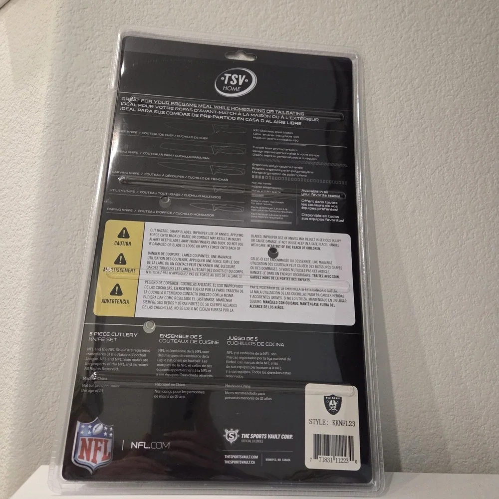 TSV Home NFL Raiders 5 Piece Cutlery Knife Set Chef Bread Carving Utility Paring